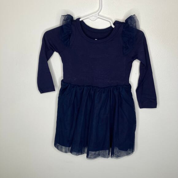 NWT LITTLE SLEEPIES Navy Long Sleeve Flutter Tutu Dress Bloomers 6/12 Months